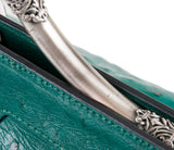 Green Ostrich Jade Handle Bag