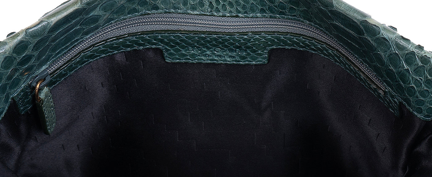 Bvlgari Green Python Monete Fold-over Clutch