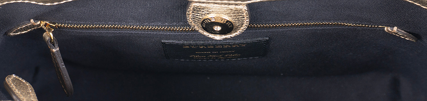 Burberry Twill Medium Banner Metallic Gold Tote Bag