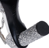 Chanel Silver Camellia Glitter Heels