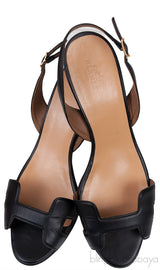 Hermes Black Night 70 Slingback Sandals
