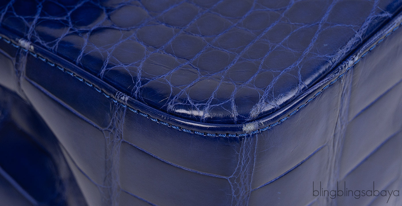 Chanel Classic Blue Crocodile Jumbo Flap Bag