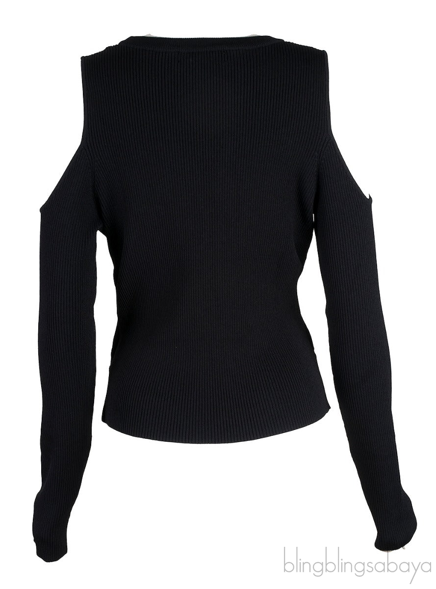 Black Cold Shoulder Sweater