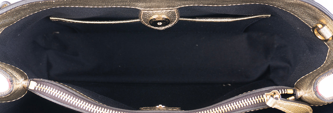 Burberry Twill Medium Banner Metallic Gold Tote Bag