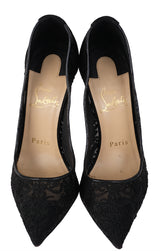 Christian Louboutin Black Mesh Lace Pointed Toe Heels