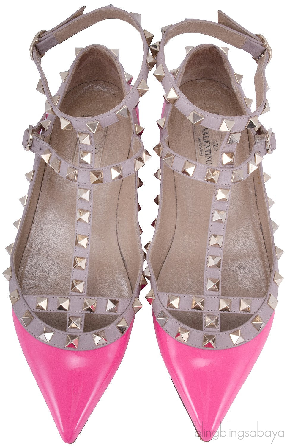 Patent Pink Rockstud Flat Ballerina
