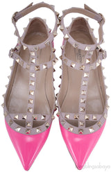 Patent Pink Rockstud Flat Ballerina