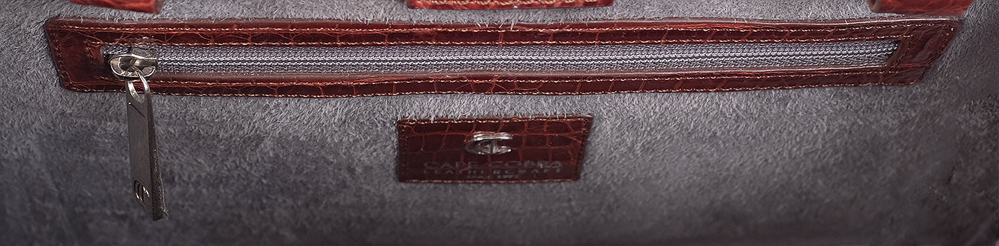 Cape Cobra Burgundy Crocodile Top Handle Bag