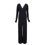 Norma Kamali Black V-neck Gathered Front Jumpsuit