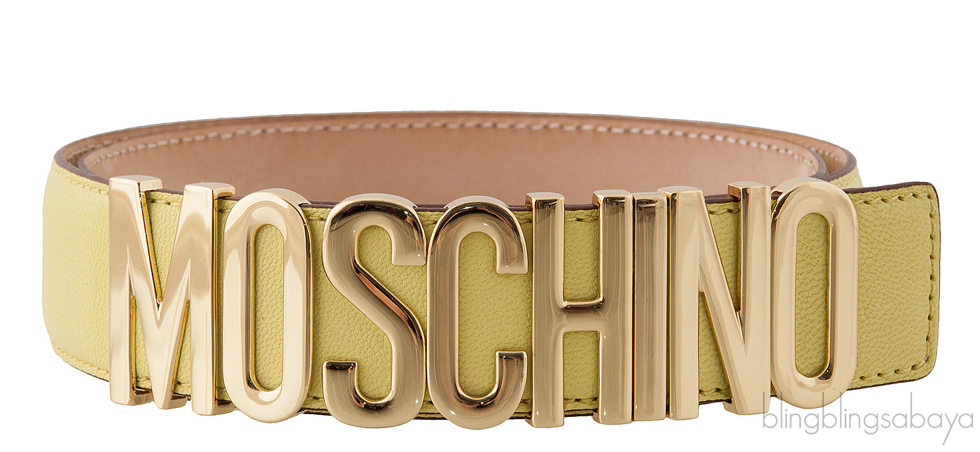 Yellow Logo Leather Belt