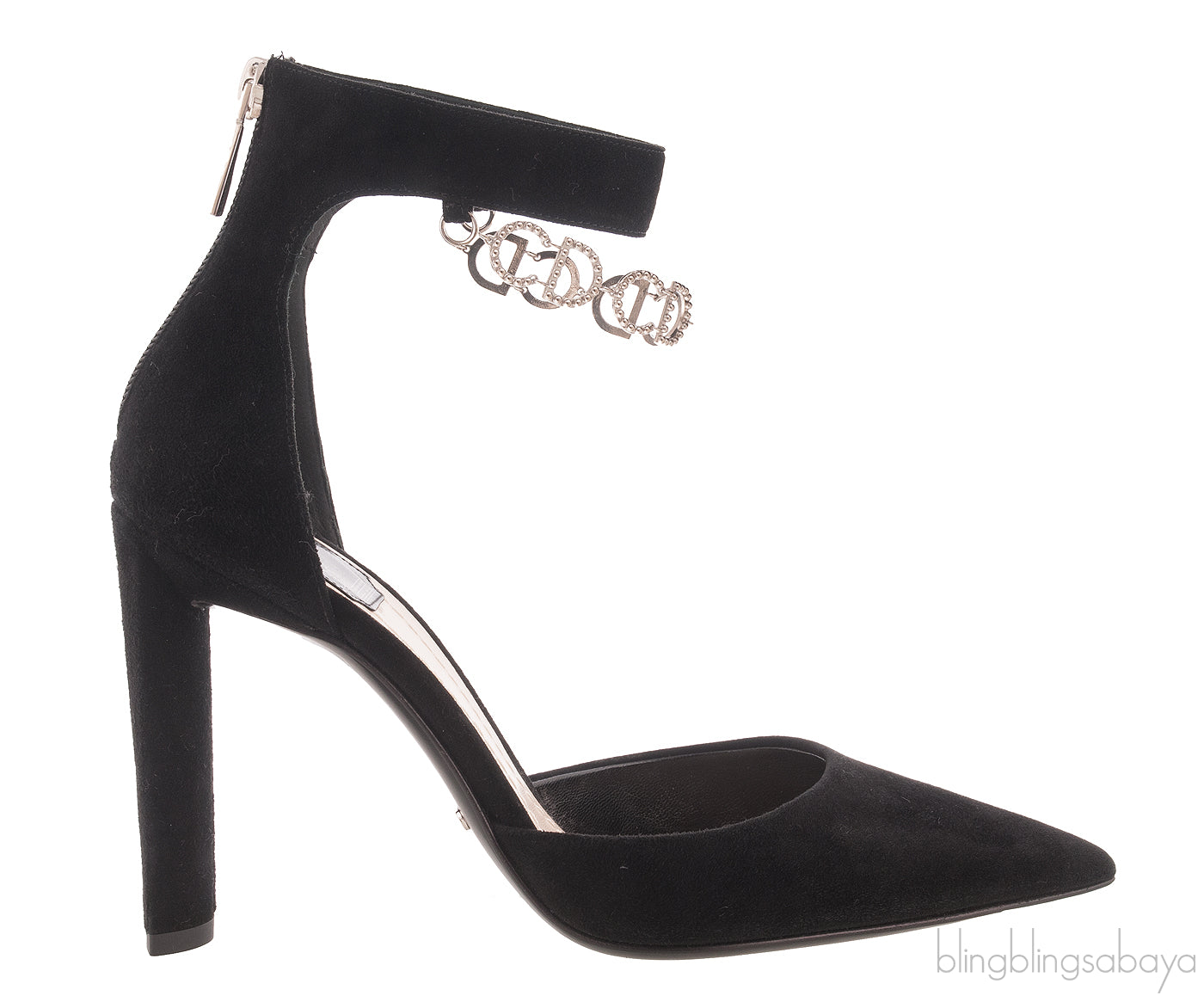 Black Suede Pointed Slingback Sandals