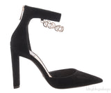 Black Suede Pointed Slingback Sandals