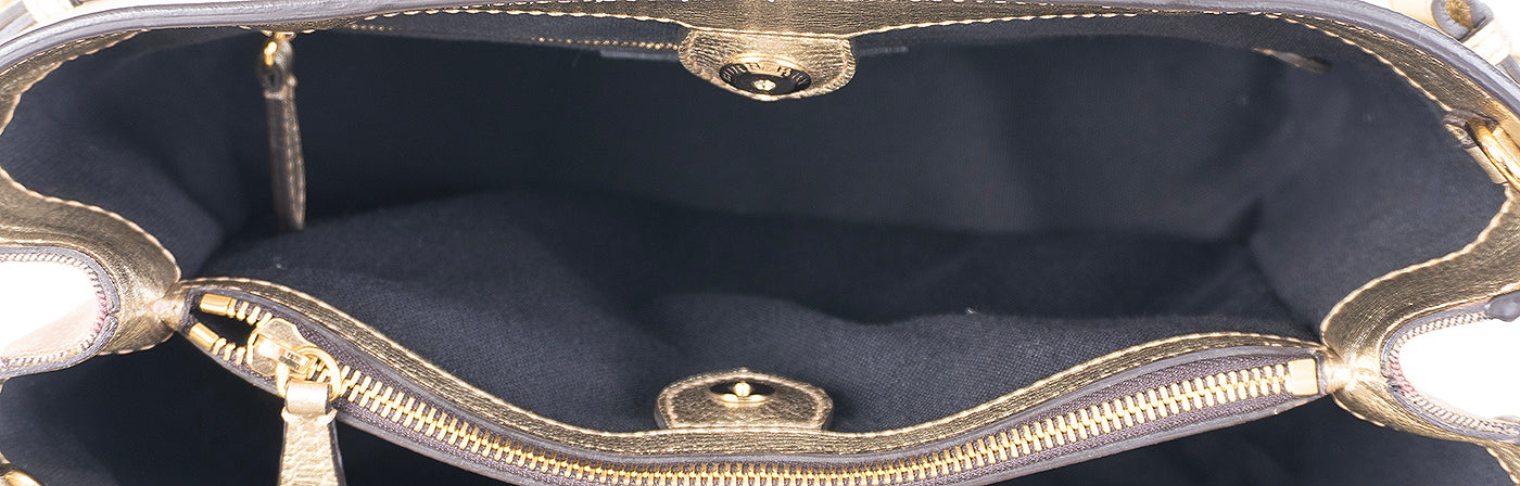 Burberry Twill Medium Banner Metallic Gold Tote Bag