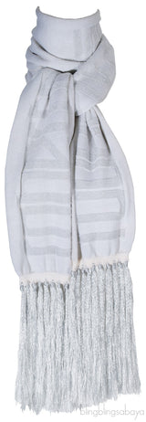 Fringed Silver Metallic Scarf