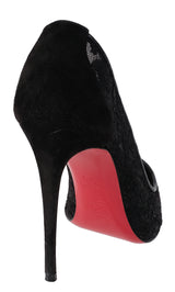 Christian Louboutin Black Mesh Lace Pointed Toe Heels
