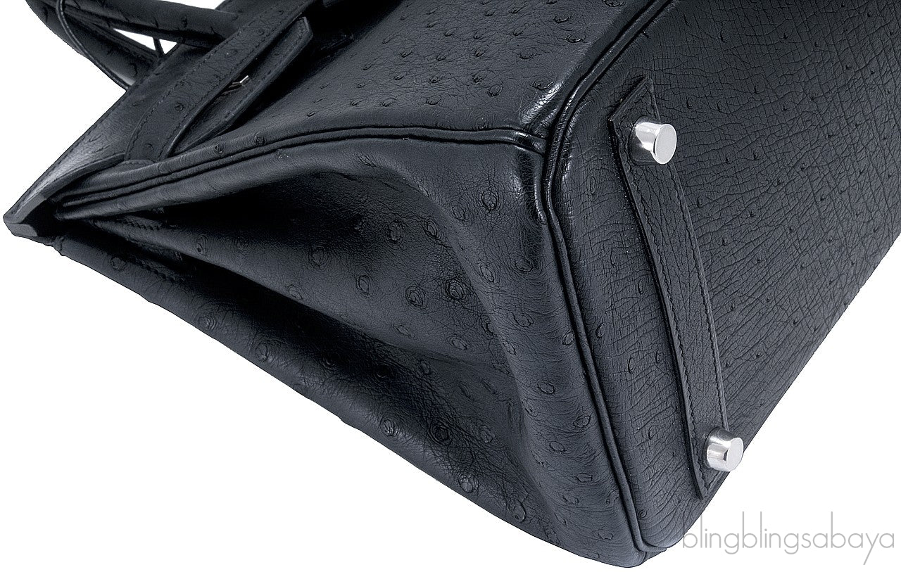Birkin 30 Black Ostrich PHW