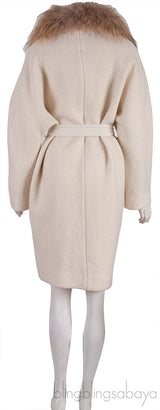Ecru Lady Coat Fur Collar