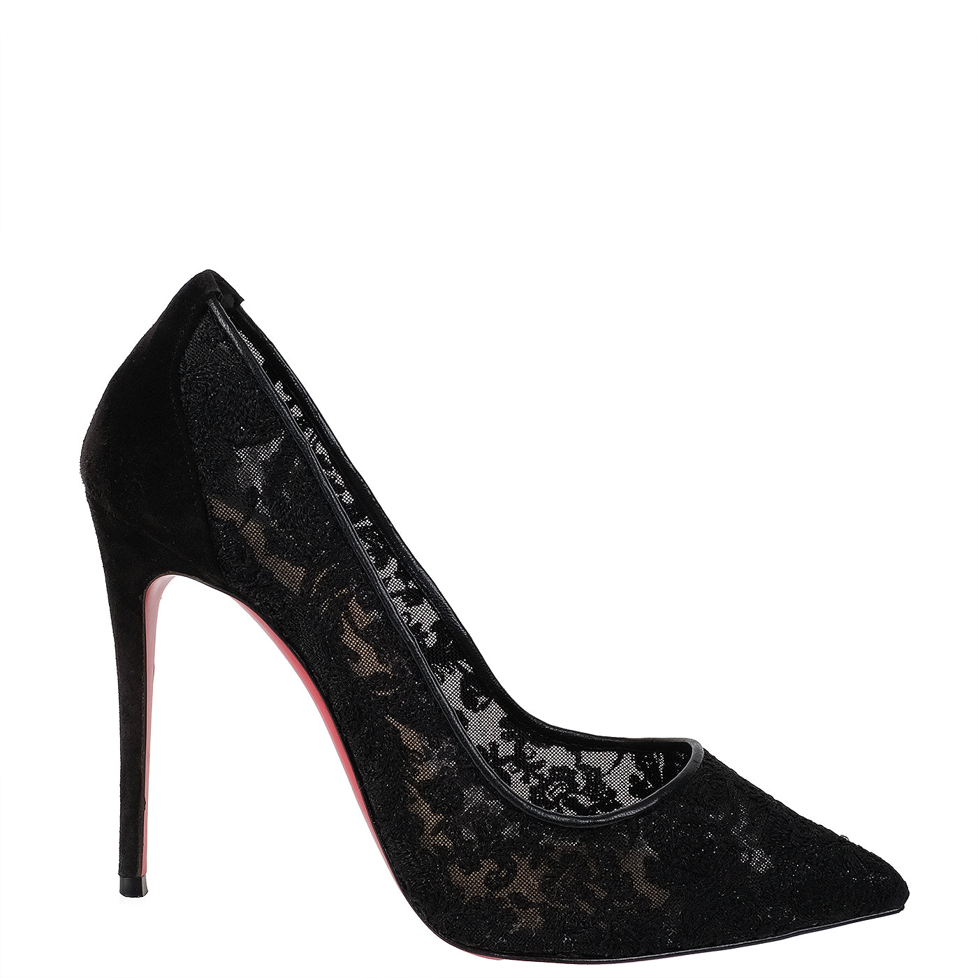 Christian Louboutin Black Mesh Lace Pointed Toe Heels