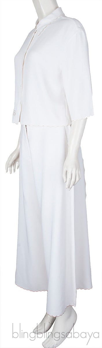 Off-White Embroidered Top & Wide Leg Pants