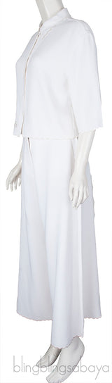 Off-White Embroidered Top & Wide Leg Pants