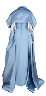 Solace London Light Blue Vera Shawl Train Gown