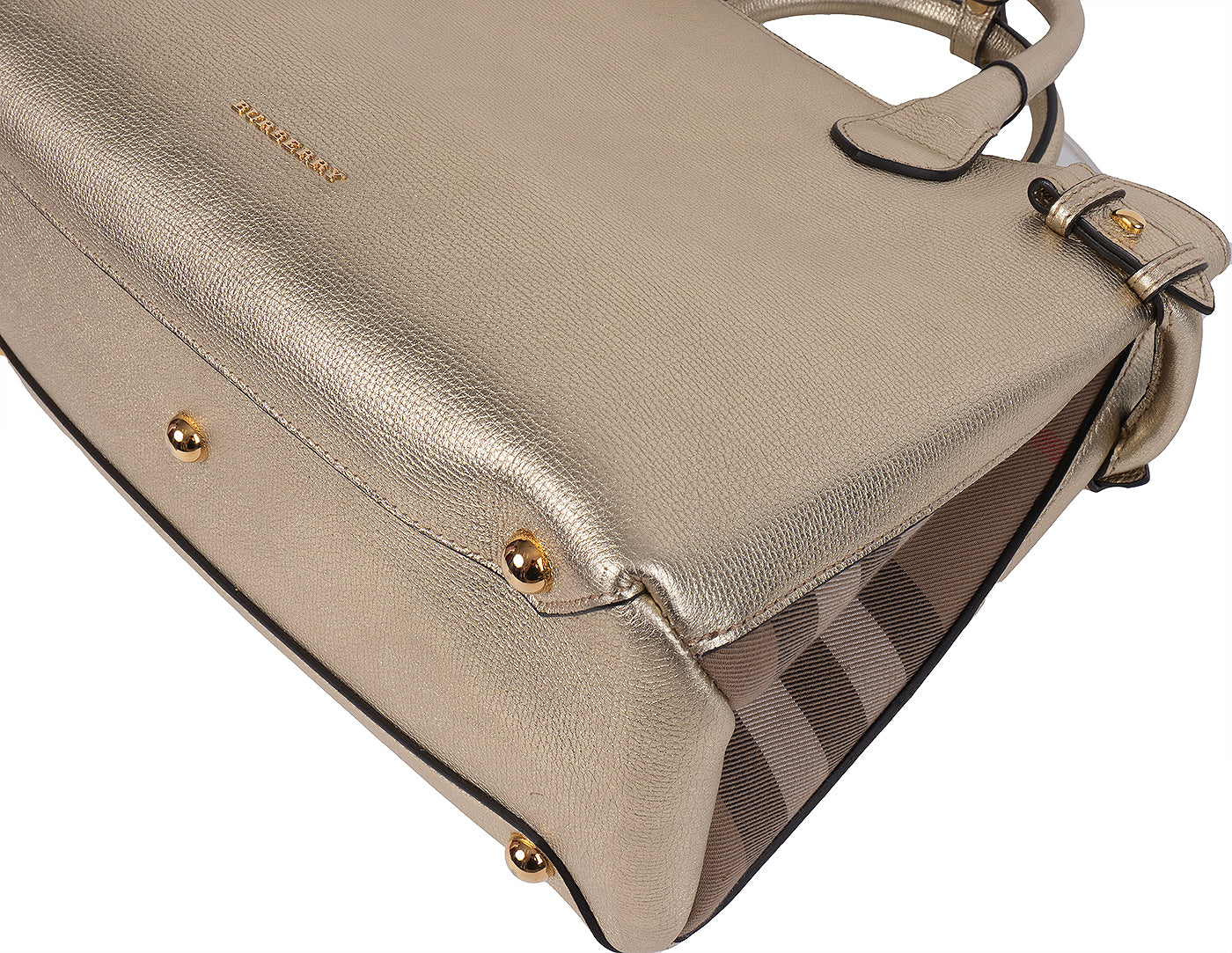 Burberry Twill Medium Banner Metallic Gold Tote Bag