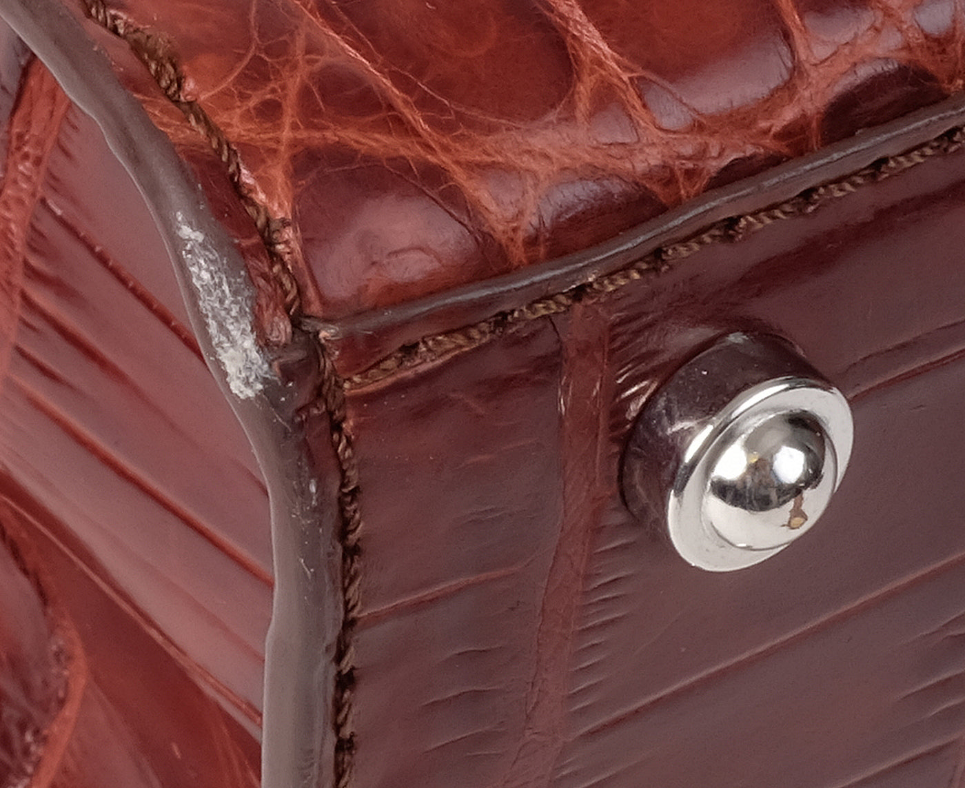 Cape Cobra Burgundy Crocodile Top Handle Bag