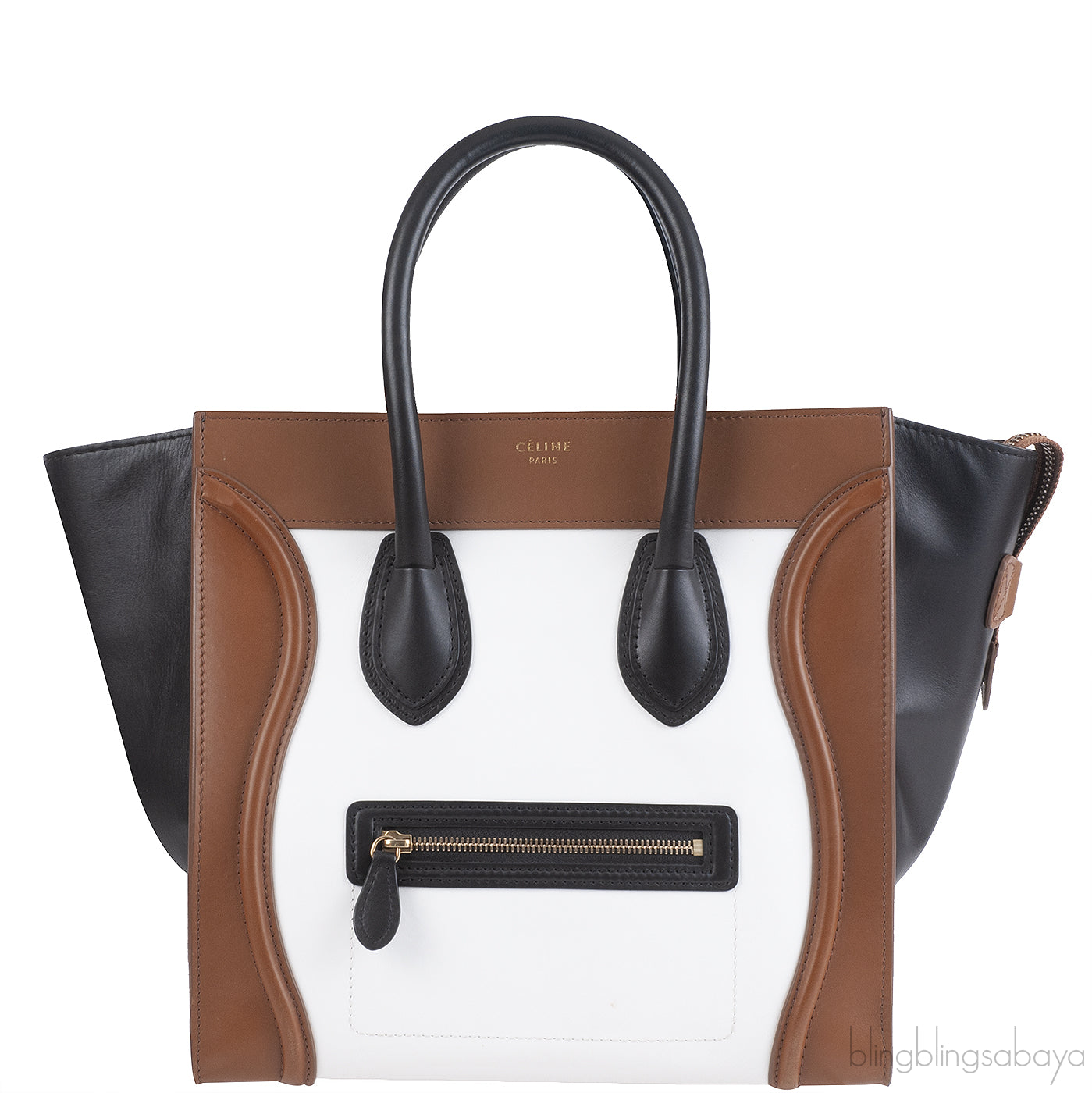 Celine Tri-color White Black & Brown Mini Luggage