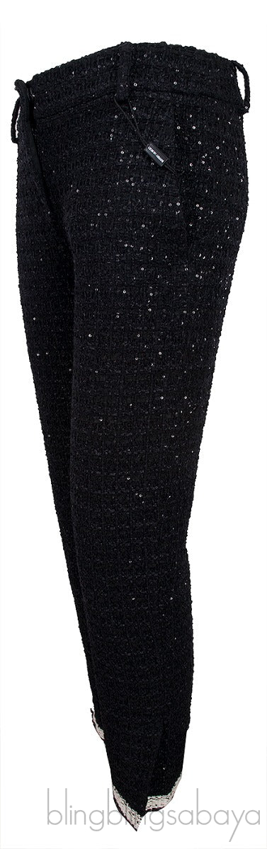 Black Tweed Sequin Trouser