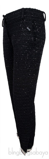 Black Tweed Sequin Trouser