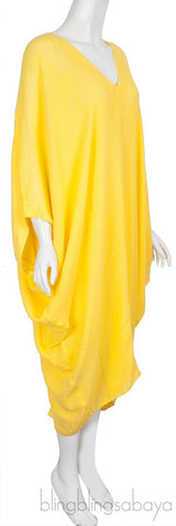 Yellow Plain Kaftan Dress