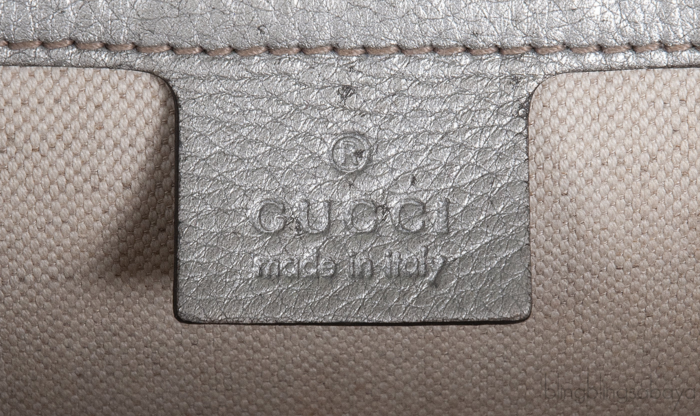 Gucci Silver Python Bamboo Handle Bag