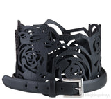 Black Floral Cut-out Wide Belt