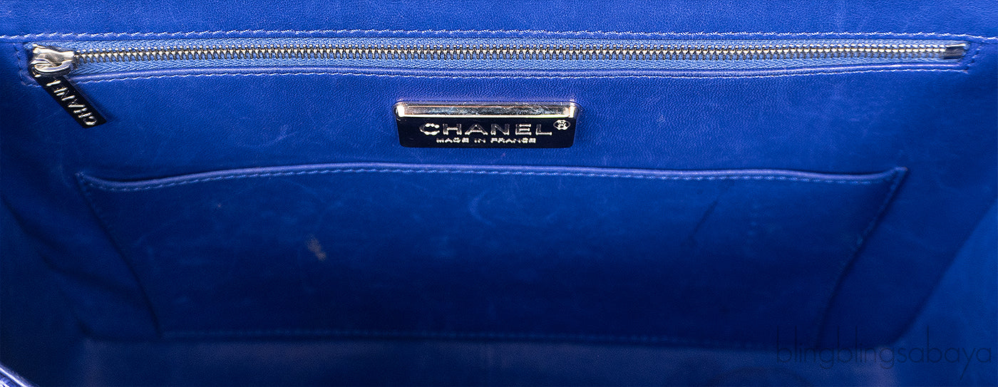 Chanel Classic Blue Crocodile Jumbo Flap Bag