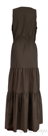 Army Green Cotton Blend Maxi Dress