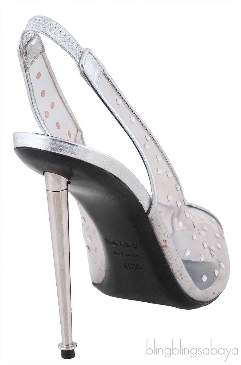 PVC Crystal Slingback Heels