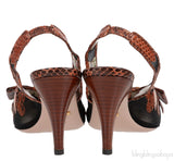Gucci Malaga Kid Elaphe Lizard Butterflies Mid-Heel Slingback