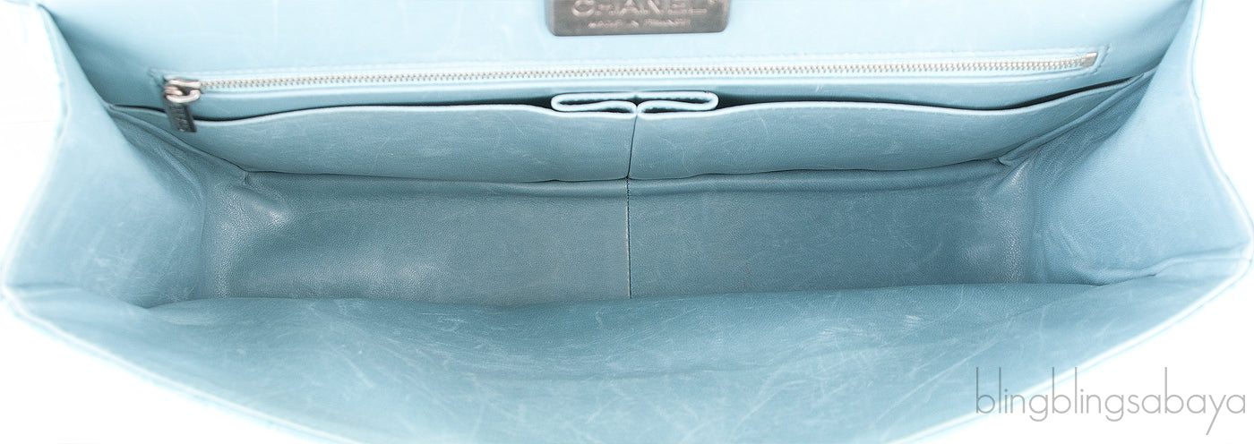 Turquoise Maxi Crocodile Flap Bag