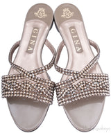 Grey Crystal Embellished Sandals