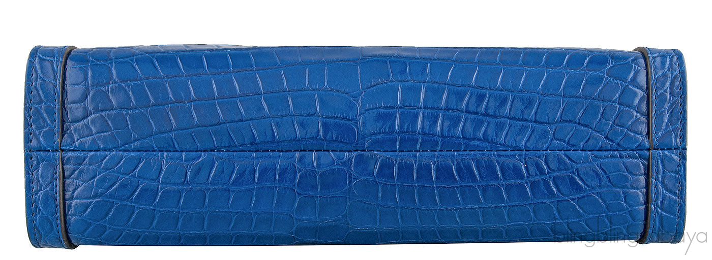 Ophidia Crocodile Blue Shoulder Bag
