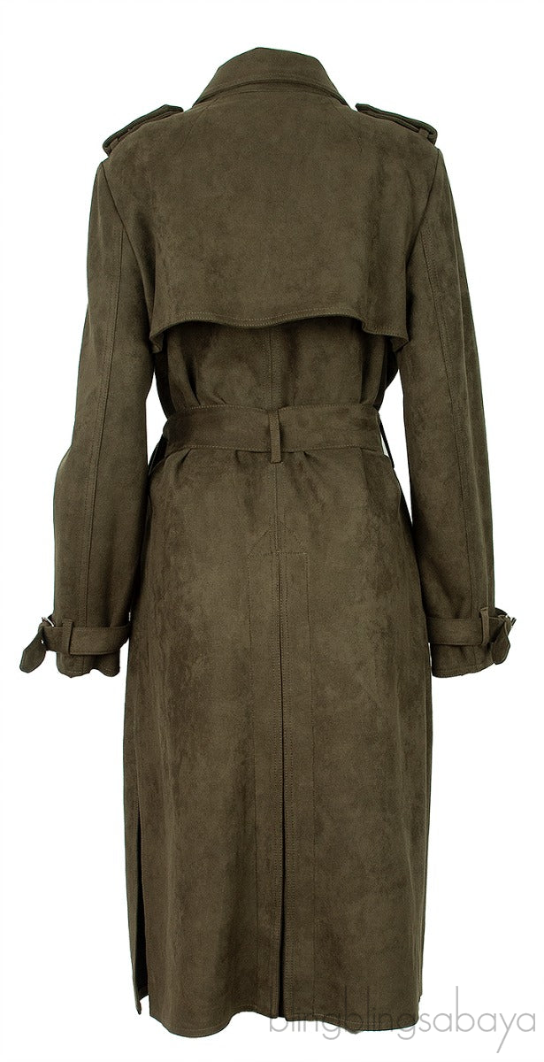 Dark Green Belted Trench Coat