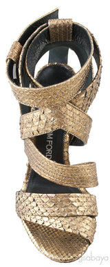 Gold Python Strappy Sandals