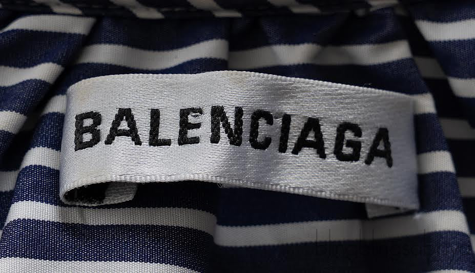 Balenciaga White Blue Stripe Newspaper Print Shirt