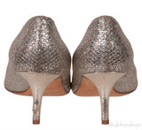 Silver Glittery Peep Toe Pump