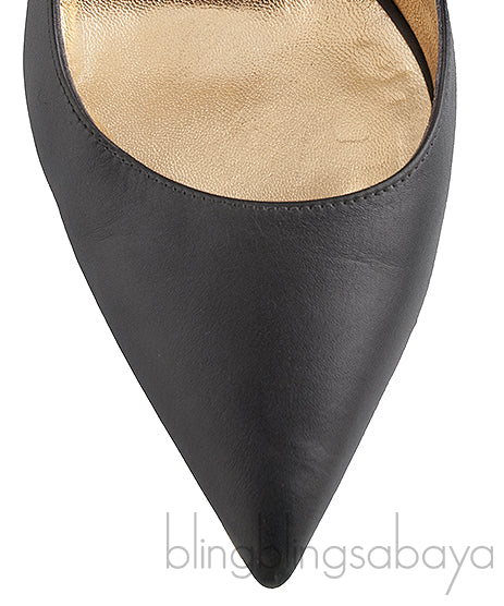 Black Pointed Slingback Lipstick Heels