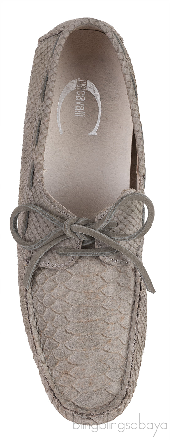 Grey Embossed Python Loafer Mens Shoes