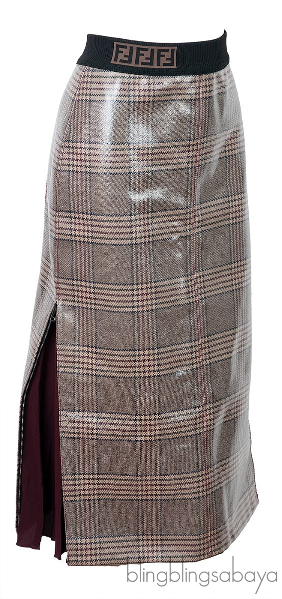Glazed Prince Of Wales Plaid Midi Skirt