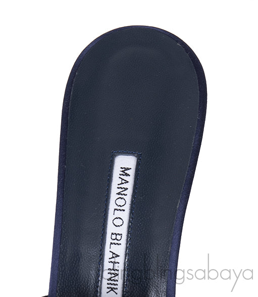 Martamod Navy Blue Satin Mules