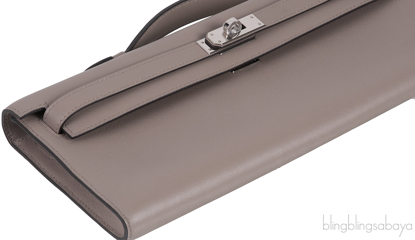 Kelly Cut Grey Asphalte Swift Clutch PHW