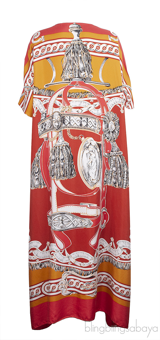 Hermes Silk Printed Multicolor Caftan Dress